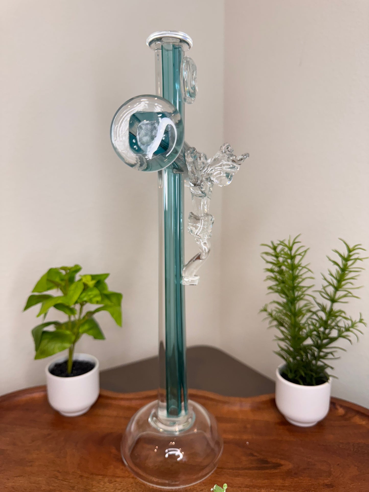 Crucifixo com Jesus de Murano - Aquamarine | 36 cm