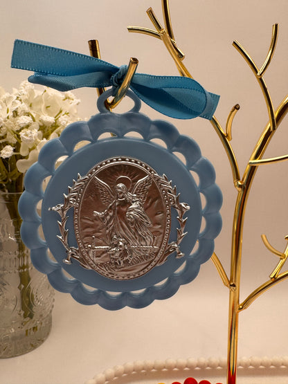 Conjunto de berço - Medalha e Terço - Azul