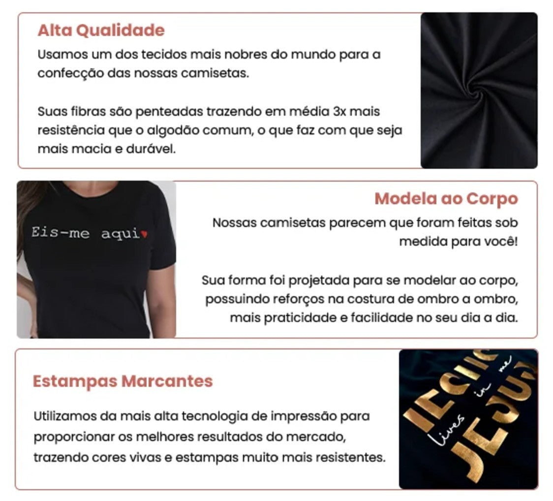 Camiseta Feminina - Preta - Eis-me aqui