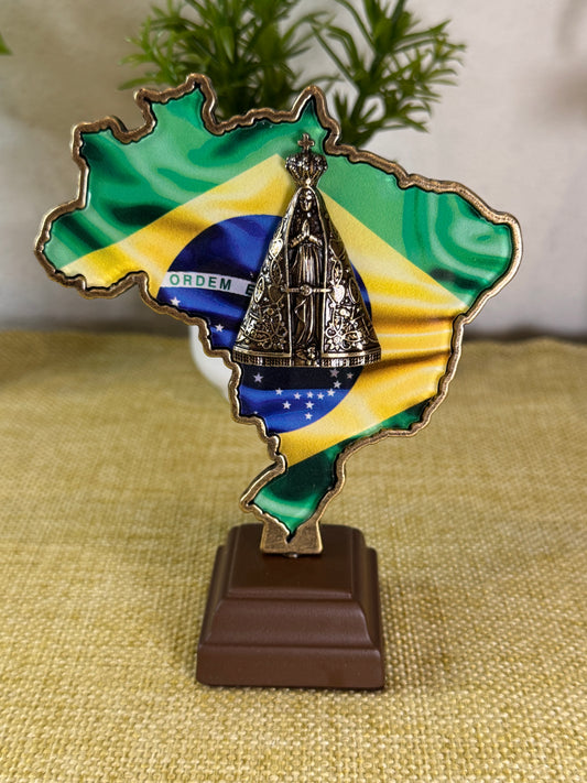 Adornment of Our Lady of Aparecida on the Map of Brazil