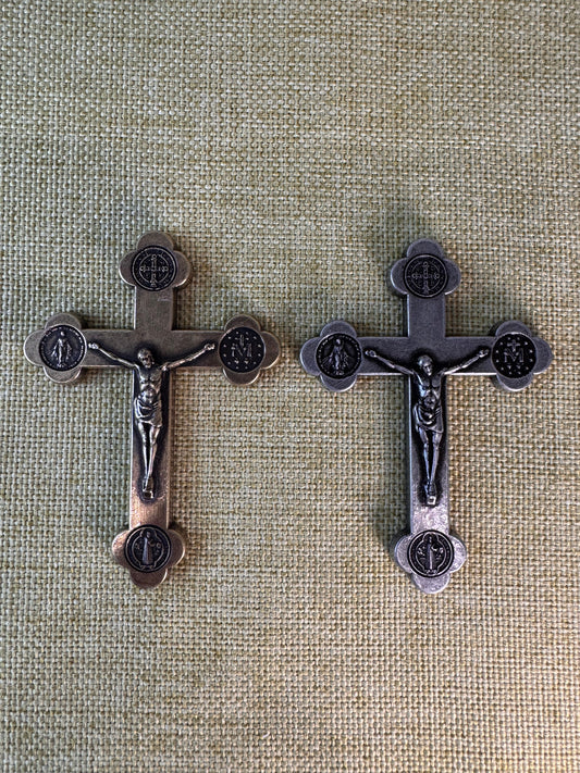 Mini Pocket Metal Crucifix - Deliver Us from Evil