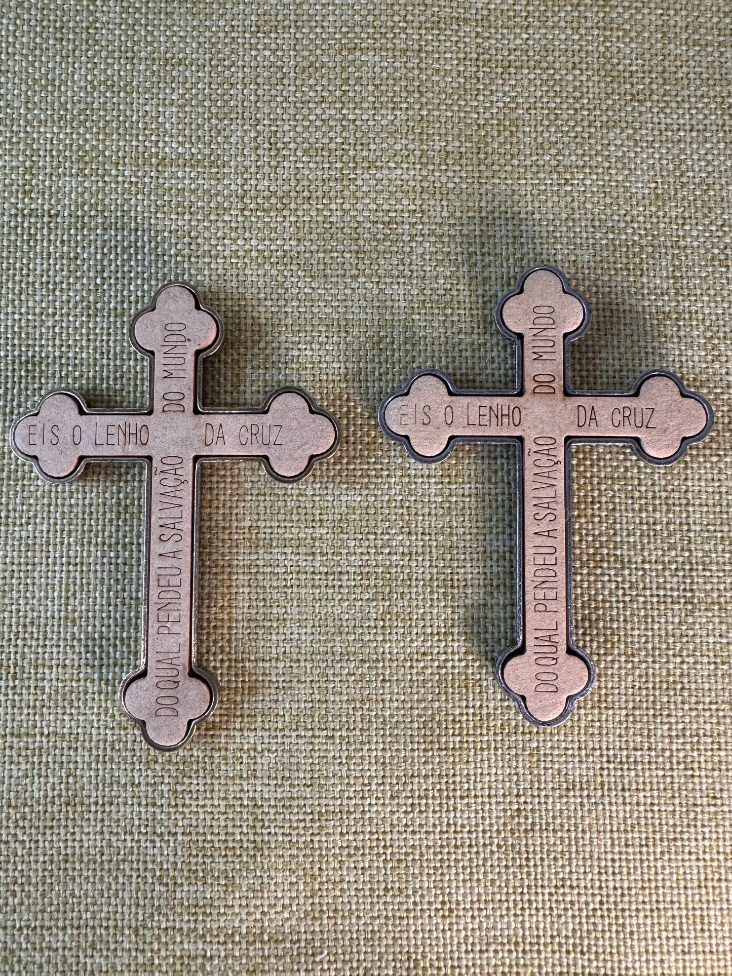 Mini Pocket Metal Crucifix - Deliver Us from Evil