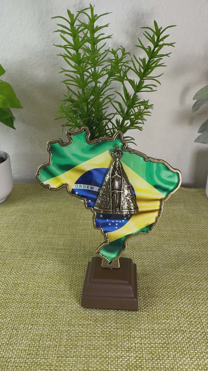 Adornment of Our Lady of Aparecida on the Map of Brazil